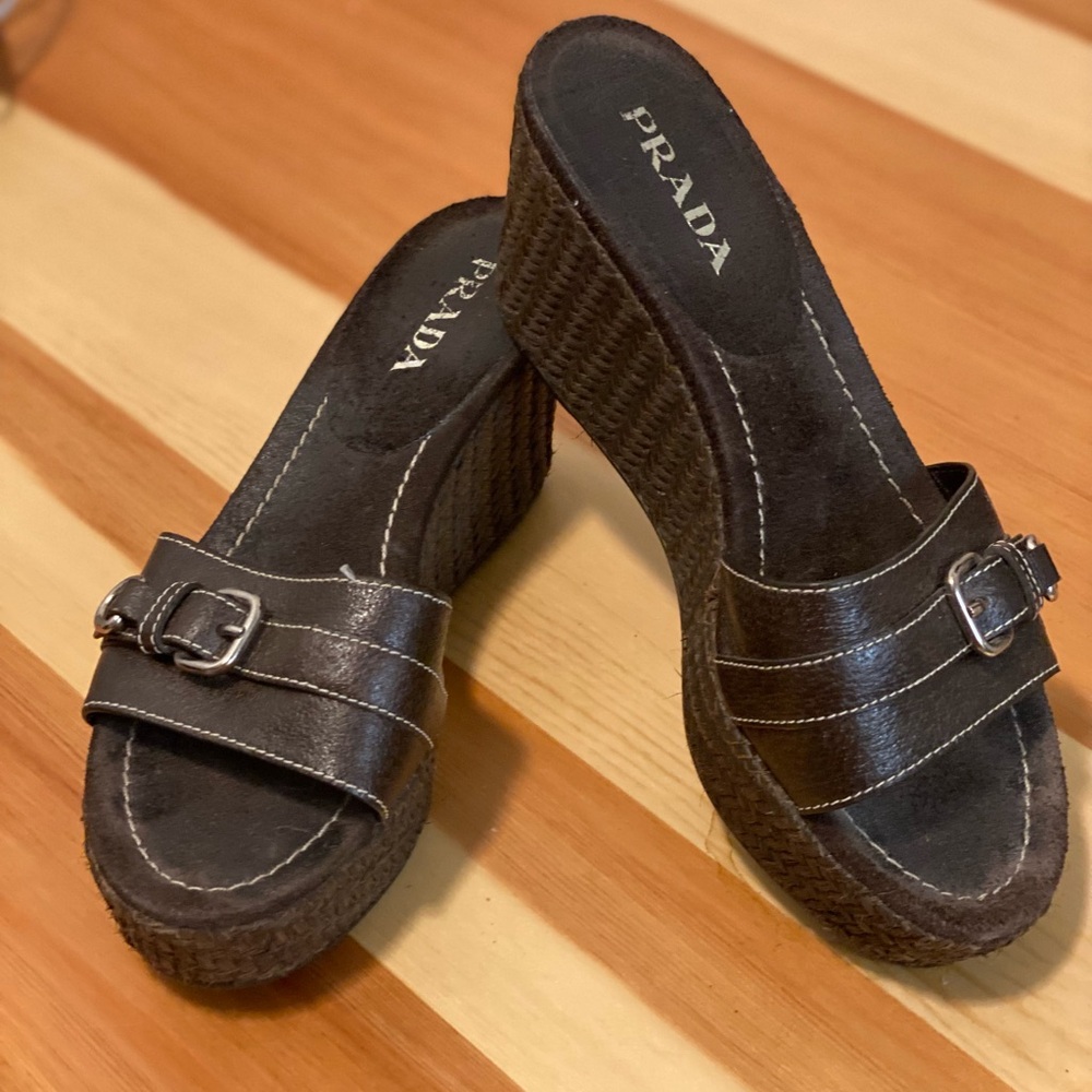 Prada leather espadrilles Wedge